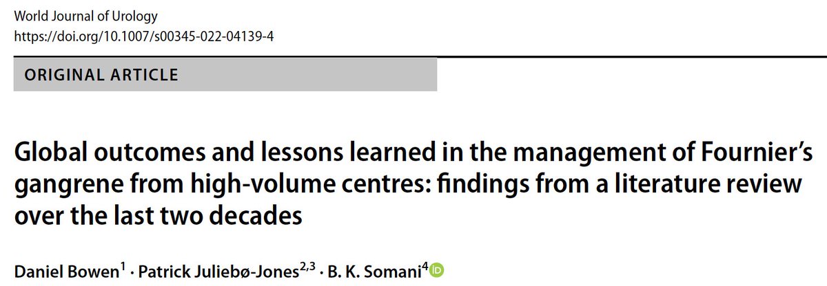 Fournier's Gangrene- Findings + lessons learnt over 2 decades @uropatrick @UrowebESU @Uroweb @wjurol @trwherrmann @delataillealex @eauesut @EauPatient @eau_yuo @EAUYAUrology @BAUSurology @PETRAurogroup @PEARLSendouro @iTRUEGroup @UHSFT @unisouthampton @RDsouthampton @UoS_Medicine