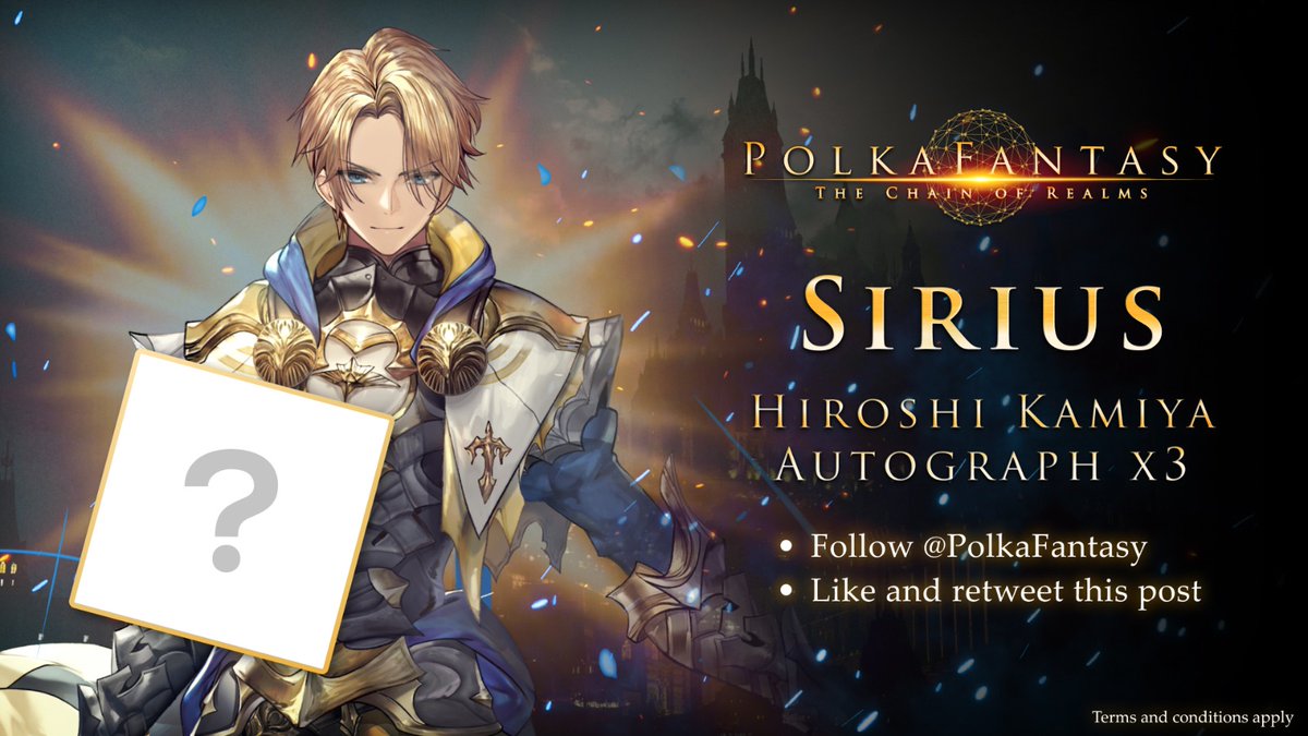 PolkaFantasy's tweet photo. 🥁🥁 We are giving away 3 autographs of Hiroshi Kamiya, the CV of #PolkaFantasy's Sirus 🎁

✨Join now ✨
① Follow @PolkaFantasy
② Like &amp; RT this post

⏰END: September 18, 2022 23:59 JST
Winners will be contacted via DM in late September📩 https://t.co/amJciqZg59