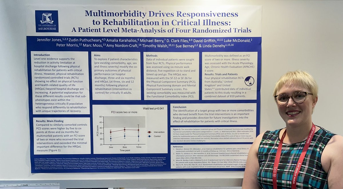 Dr Jennifer Jones (@jenniferjonesau) on Twitter photo Multimorbidity drives responsiveness to rehabilitation in critical illness #comorbidities #icurehab. Thank you #ERSCongress2022 for the opportunity to present our research <a href="/PhysioUnimelb/">Physiotherapy UniMelb</a> <a href="/LindaDenehy/">Linda Denehy</a> <a href="/SueBerney/">Dr Sue Berney</a> <a href="/Zudin_P/">Zudin</a> <a href="/Griffith_DM/">David Griffith</a> <a href="/FILES_DC/">DC Files</a> <a href="/Ed_TimWalsh/">Tim Walsh</a> <a href="/LukeMcDonald_PT/">Luke McDonald</a> Multimorbidity drives responsiveness to rehabilitation in critical illness #comorbidities #icurehab. Thank you #ERSCongress2022 for the opportunity to present our research <a href="/PhysioUnimelb/">Physiotherapy UniMelb</a> <a href="/LindaDenehy/">Linda Denehy</a> <a href="/SueBerney/">Dr Sue Berney</a> <a href="/Zudin_P/">Zudin</a> <a href="/Griffith_DM/">David Griffith</a> <a href="/FILES_DC/">DC Files</a> <a href="/Ed_TimWalsh/">Tim Walsh</a> <a href="/LukeMcDonald_PT/">Luke McDonald</a>