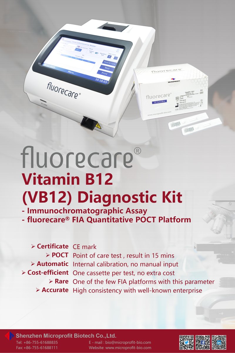 microprofitbio's tweet photo. #fluorecare® Vitamin B12 (VB12) Diagnostic Kit
- Immunochromatographic Assay
- fluorecare® FIA Quantitative POCT Platform
#Microprofit #VitaminB12 #VB12 #POCT #FIA #IVD #Immunochromatographic #Quantitative #Anemia https://t.co/900tg7aE67