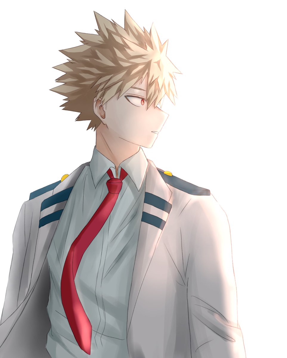 bakugou katsuki u.a. school uniform 1boy male focus school uniform necktie solo blonde hair  illustration images