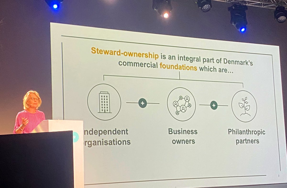 <a href="/Lene_Skole/">Lene Skole</a> heads up one of Denmark’s largest “commercial foundations”, Lundbeckfonden—one of the oldest steward owned companies. #VE22 ~ Love the framing of grants as profit sharing with society 😍🇩🇰🦓