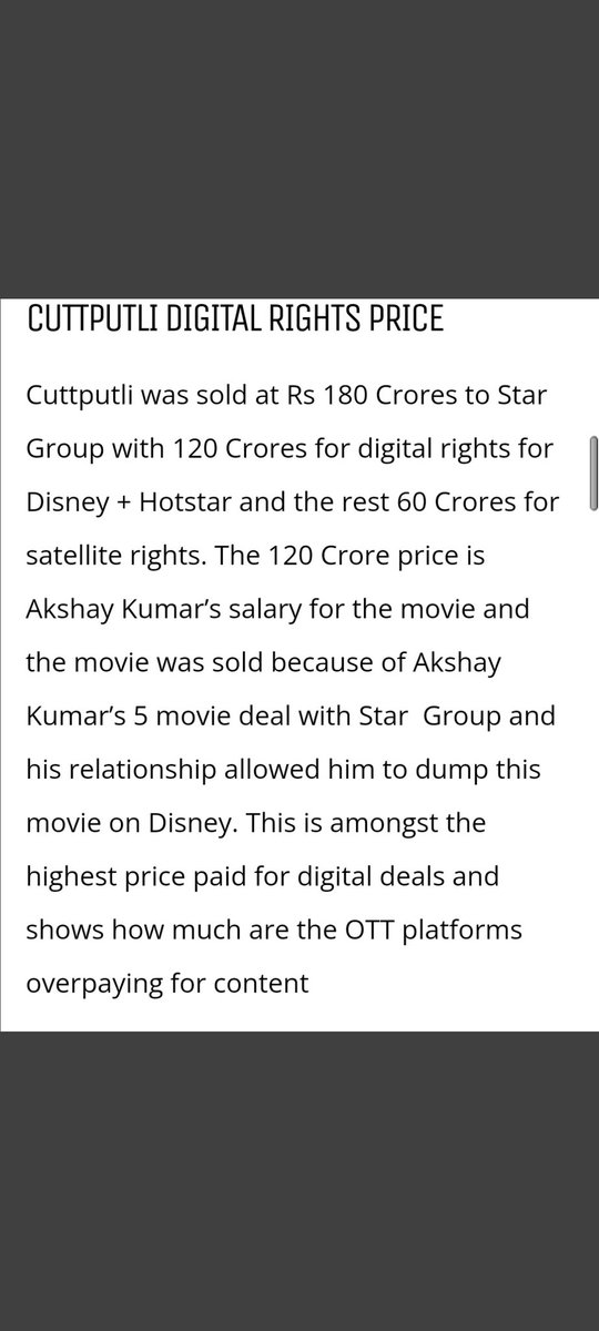Rksrocking's tweet photo. Finally Akshay sir movie verdict hit after a long time 😇😍
#CuttputlliNowStreaming #CuttputlliOnHotstar
@AkkisRagini @Deepshikha_Akki @Shivver63 @Bhushanadhau1 @DrSamm118786 https://t.co/yumNrExiDU