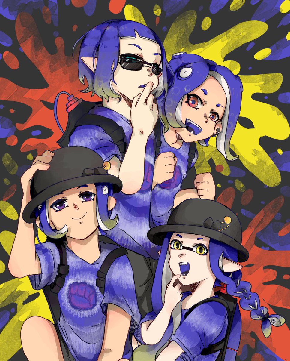 インクリング ,イカガール(スプラトゥーン) 「#独学でここまで頑張ってるので皆さん見てください ←2015 2022→(勉強と」|₂₄*のイラスト