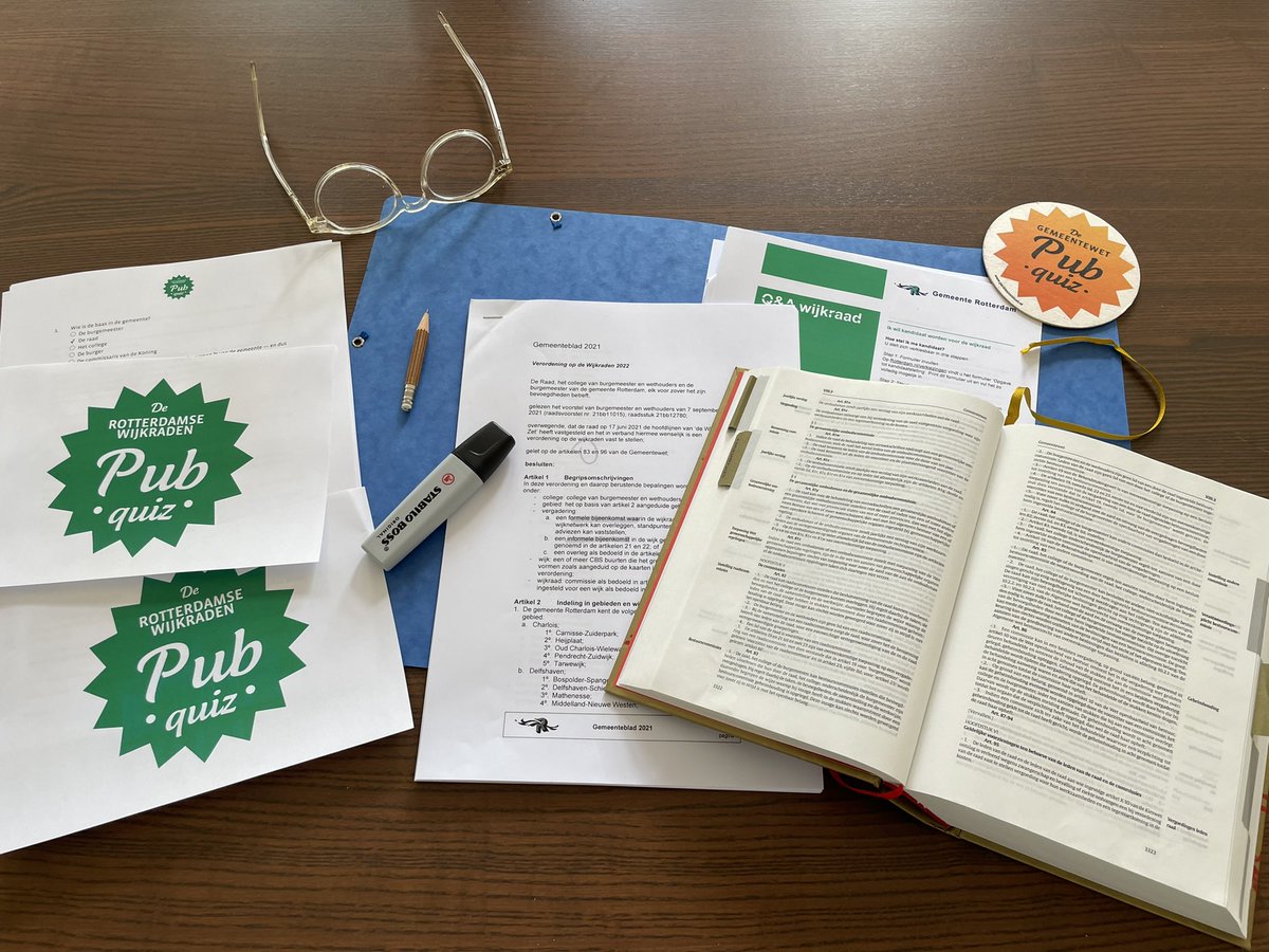 Dat kan ook natuurlijk 🤩

Vanavond debuteert de Rotterdamse Wijkradenpubquiz in het trainingsprogramma voor de wijkraadsleden. Wie wint?