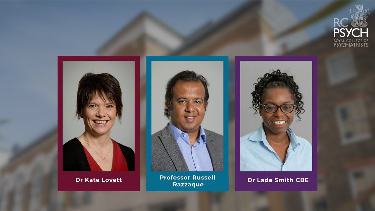 Members – meet the candidates in line to become the 18th President of the <a href="/rcpsych/">Royal College of Psychiatrists</a> – @DrKateLovett, <a href="/MindfulRussell/">Russell Razzaque</a>, and <a href="/DrLadeSmith/">Lade Smith CBE</a>. See their candidate statements and watch their videos in which they set out their plans if they become President. 

➡️ rcpsych.ac.uk/about-us/our-p…