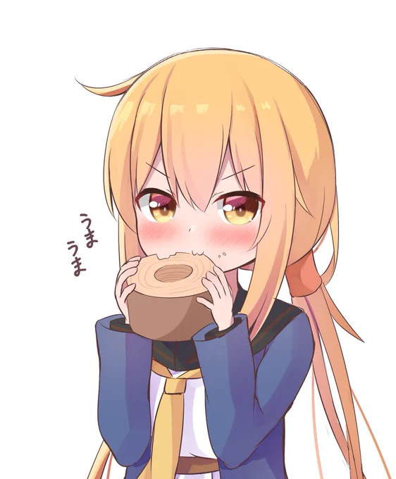 バウムクーヘンを1ホール丸ごともらったけどどこから食べ始めたらいいかわからなくて困ったときに描いた皐月ちゃん 