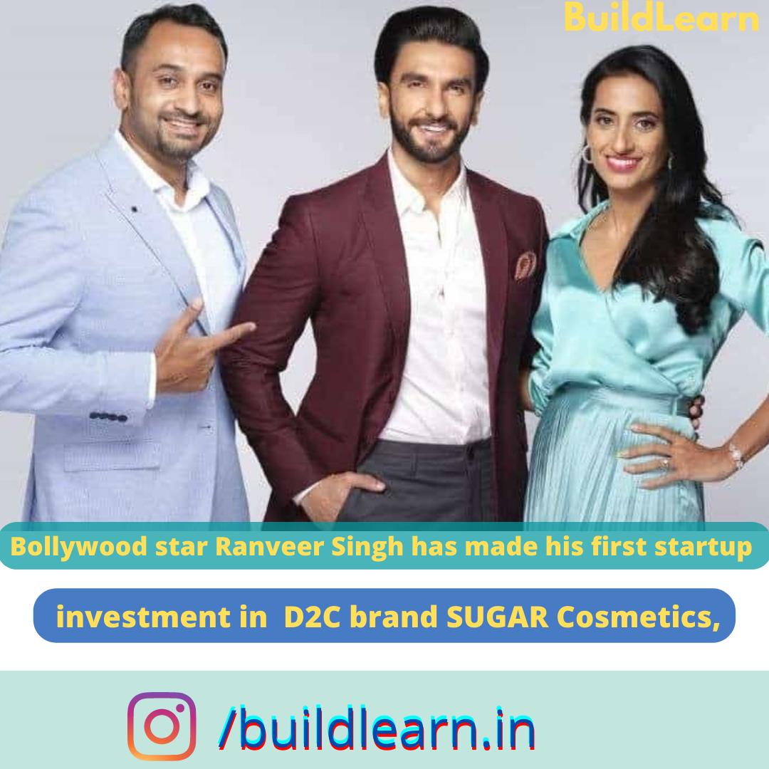 yourbuildlearn's tweet photo. Bollywood star Ranveer Singh has made his first startup investment in the direct-to-consumer (D2C) brand SUGAR Cosmetics.

#sugarcosmetics #Investment #RanveerSingh https://t.co/DmKQCGj9Qx