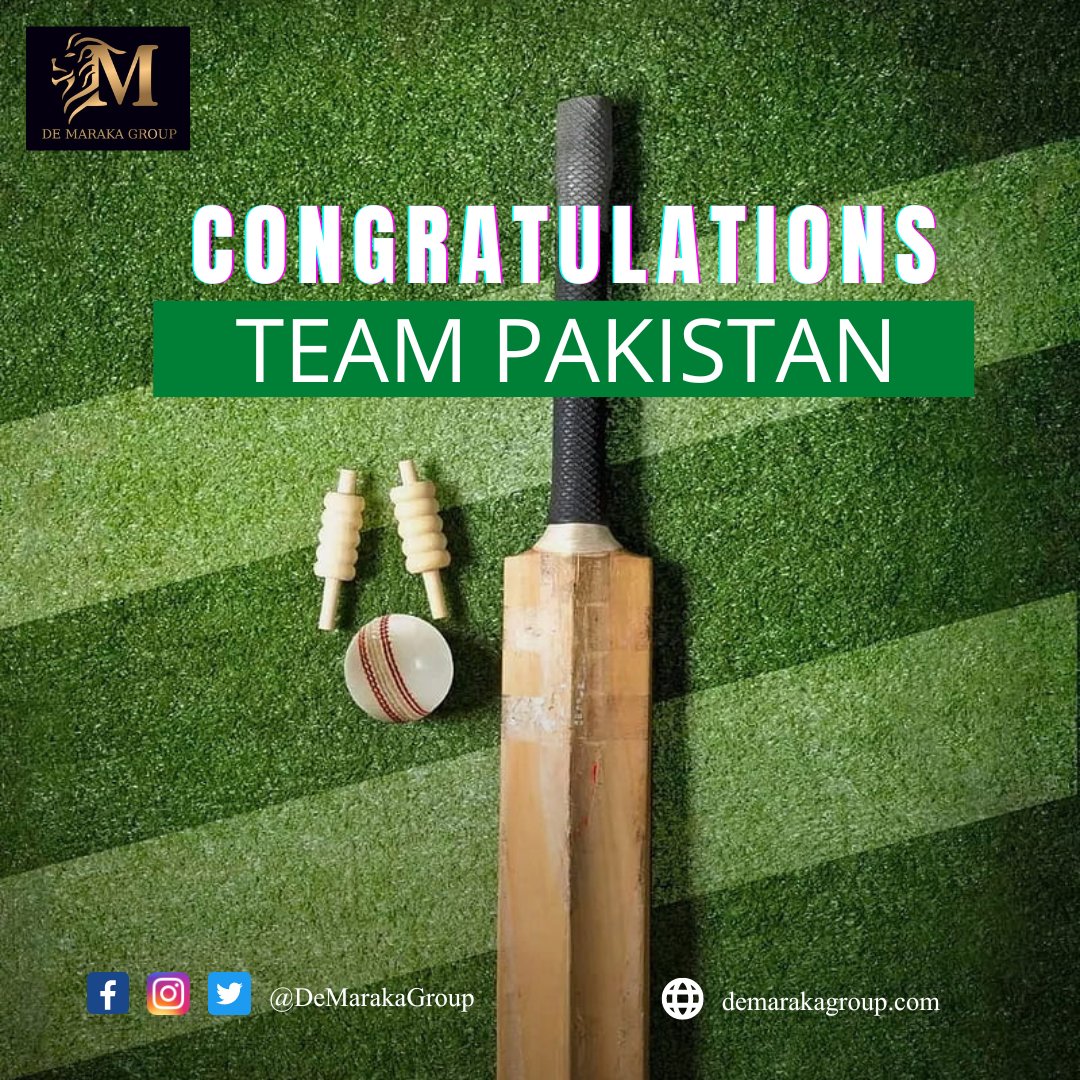DeMarakaGroup's tweet photo. Pakistan 🇵🇰 Zindabad.
De Maraka Group
congratulate green shirts for an exciting win against India. “You have made us all proud Team Pakistan”.
#PAKvIND  #CongratulationsPakistan #AsiaCup2022 
#arshdeepsingh #DeMarakaGroup https://t.co/3dWl5q4A8R