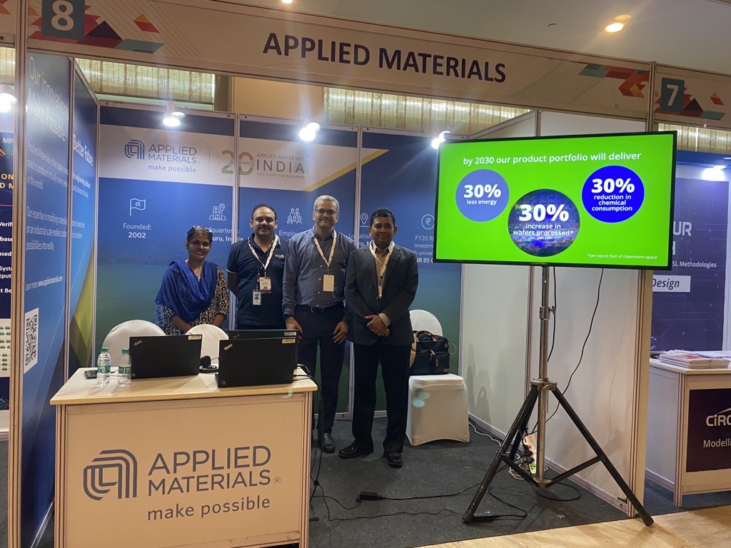 Applied_India's tweet photo. We are live at #DVConIndia! Catch us in booth number 8 if you are here. The conference has a power-packed 2-day program in store for all the attendees. Here are glimpses of our Day 1 at #DVCon. #VLSI #Semiconductors #IamApplied #iAM20 https://t.co/mC83jZTmEm