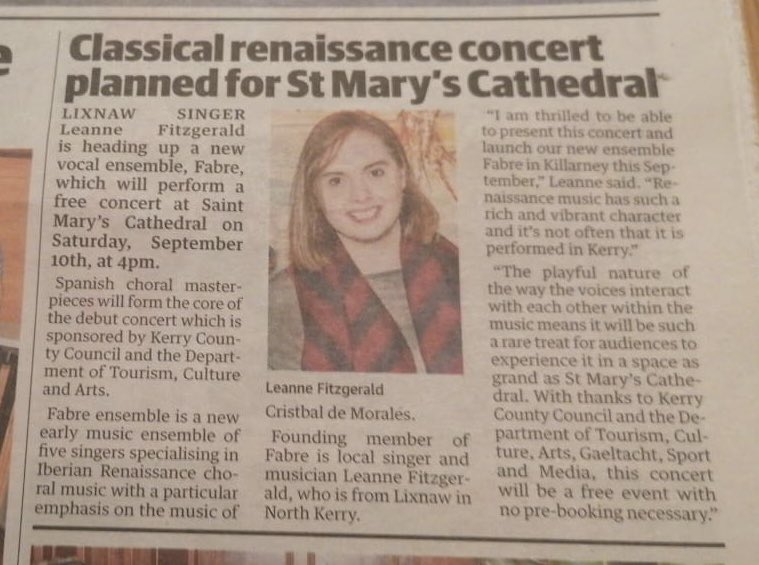 Fabre (@fabreensemble) on Twitter photo #Spotted in the <a href="/Kerrys_Eye/">Kerry's Eye</a> this week. 😍😍 Thanks so much for supporting our #LiveLocal concert in Killarney. Just 5 days to go 🕰 See you there! With thanks to #LLPPS4 <a href="/KerryCoArts/">Kerry County Arts</a> <a href="/countykerry/">Kerry County Council - Comhairle Contae Chiarraí</a> @DeptCulturelRL <a href="/Leanne_Mezzo/">Leanne Fitzgerald Kelly</a> #Spotted in the <a href="/Kerrys_Eye/">Kerry's Eye</a> this week. 😍😍 Thanks so much for supporting our #LiveLocal concert in Killarney. Just 5 days to go 🕰 See you there! With thanks to #LLPPS4 <a href="/KerryCoArts/">Kerry County Arts</a> <a href="/countykerry/">Kerry County Council - Comhairle Contae Chiarraí</a> @DeptCulturelRL <a href="/Leanne_Mezzo/">Leanne Fitzgerald Kelly</a>