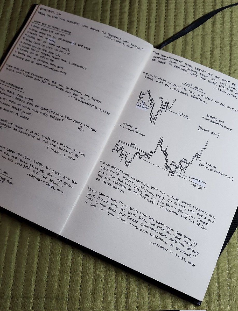 hanselhimself's tweet photo. Kinda insecure to show my journal, but since it's a US bank holiday (Labor Day) I got no trades today. I only logged what price did for EURUSD during LOKZ, nothing heavy &amp; content dense written.

Also, bought $100k FTMO challenge. Let's see how it goes, I feel more matured now. https://t.co/jqOCIJwpBi