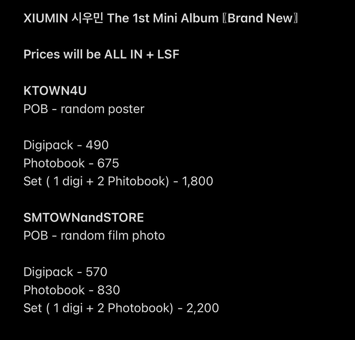 KSooLandia's tweet photo. WTS • LFB • PH G.O

XIUMIN 시우민 The 1st Mini Album 〖Brand New〗

Details inside the form

Check out here: 

 KTOWN4U - https://t.co/as3VrGiwHi

SMTOWN&amp;Store - https://t.co/pbOboZMCpu https://t.co/PhuqafcC4Q