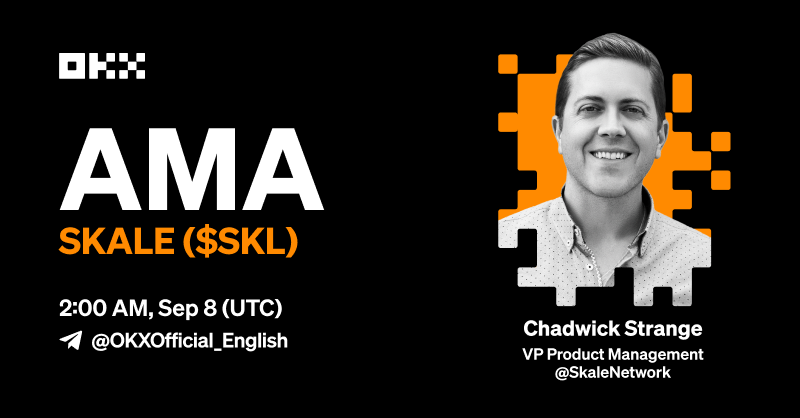 okx's tweet photo. 🗣️ Join @OKX x @SkaleNetwork AMA Campaign

5️⃣0️⃣ OKX users will win up to $500 in $SKL

✅ RT &amp; @ 2friends
✅ Follow @okx &amp; @SkaleNetwork
✅ Join #OKXAMA w/ Chadwick Strange, VP Product Management @ SkaleNetwork

Details 👇