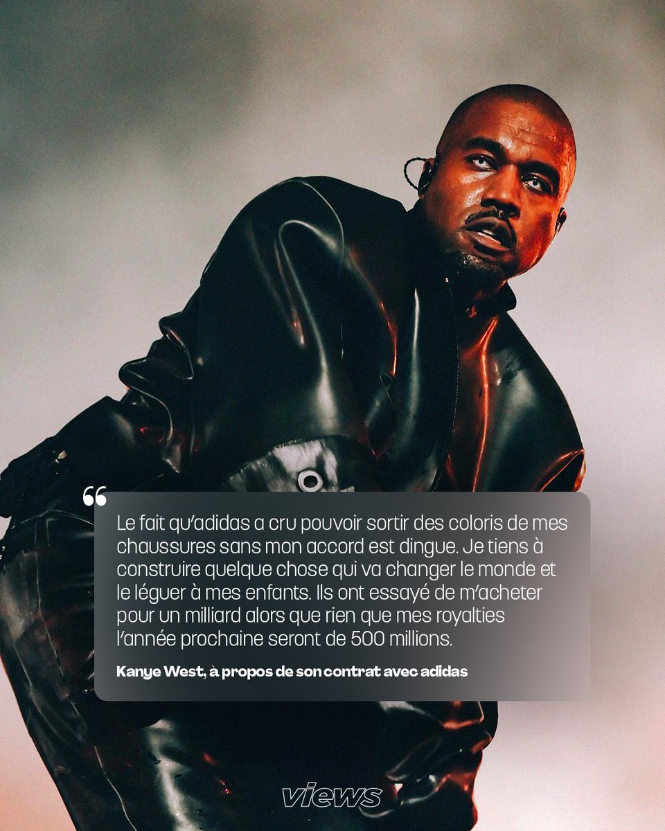 viewsfrance's tweet photo. Entre Kanye West et adidas, la guerre continue. 

Ye reproche notamment à la marque de voler ses designs ou de sortir des coloris de YEEZY sans son accord. https://t.co/8fY53A2WCP