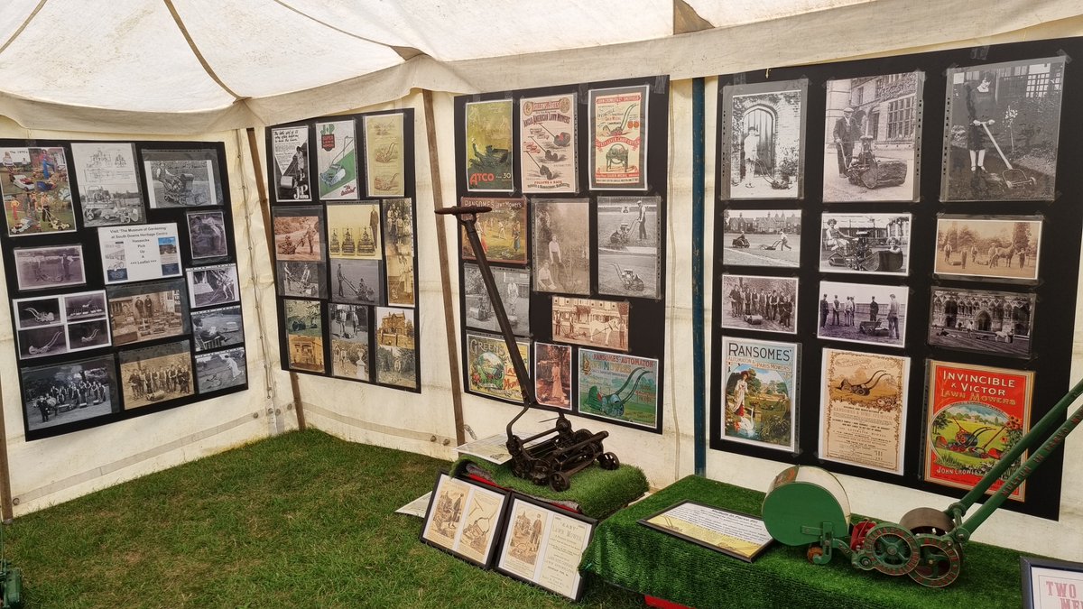MuseumGardening's tweet photo. We were pleased to support @ShuttleworthTru's #Vintage Weekend &amp; Flying Display event (3/4th Sept) with the Old #Lawnmower Club We displayed selection of exhibits inc. 16 rare #lawn edgers some very #unique Many #mowers in action entertaining the visitors @TheBuddingFD #gardening https://t.co/rzzXP3nFCW