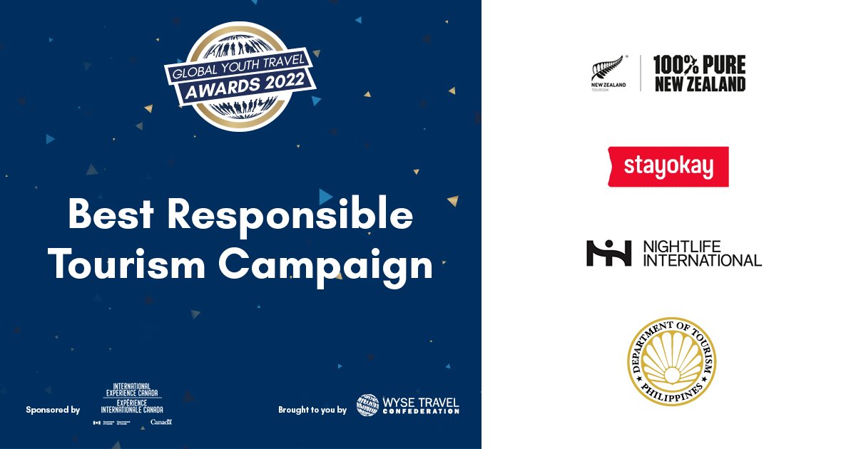Four organisations that have effectively developed a responsible tourism campaign: International Nightlife Association, <a href="/Stayokay/">Stayokay Hostels</a>, Philippines Department of Tourism and <a href="/tourisminnz/">Tourism NZ</a>.
Read more and vote here: bit.ly/2tQOwVs
The GYTAs are sponsored by <a href="/IEC_EIC/">IEC</a>.
