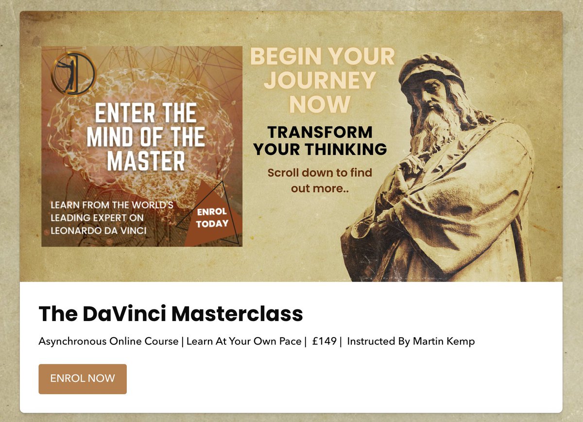 The DaVinci Masterclass is now available! 🎉🥂
Login to watch the first class: davincimasterclass.podia.com/login

#Onlinelearning #Masterclass #LeonardoDaVinci