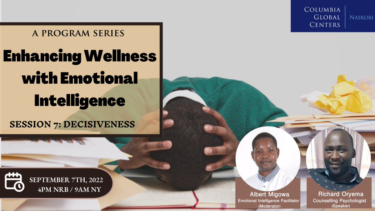 Join us on 7th Sept. for our #EQ session on Decisiveness that promises to help overcome your indecision challenges! <a href="/AlbertMigowaa/">Albert Migowa</a> - a #emotionalintelligence will moderate this session! 

Sign up here: tinyurl.com/d77zc64a