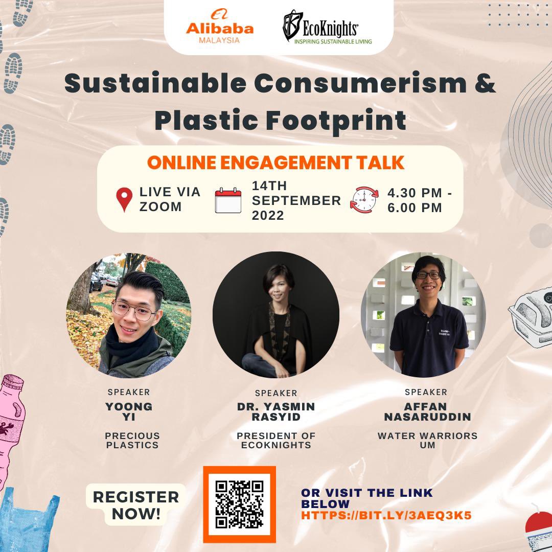 💭One way to look at our rate of consumption is to examine the amount of waste we generate!

🗣️To address this issue, EcoKnights will be hosting an online engagement talk for school students in collaboration with Alibaba Group Malaysia!

Register today 📝 bit.ly/3AEQ3k5