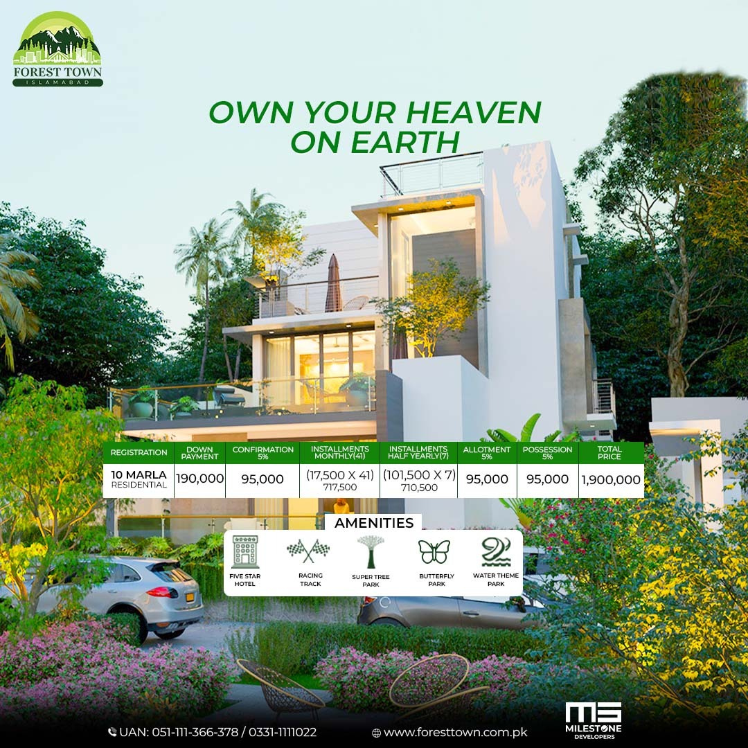 foresttownisb's tweet photo. Book your Plot in Forest Town and get the benefit of world-class amenities in MAPLE RANGE
BOOKING ON 10%
DOWN PAYMENT
10MARLA:190,000
Monthly instalment=17,500
Contact#051-111-366-378/0331-1111-022
#Foresttown #biophilic #housingproject #realestate #Pakistan #Amenities #Islamabad https://t.co/RJWQCpG1zM