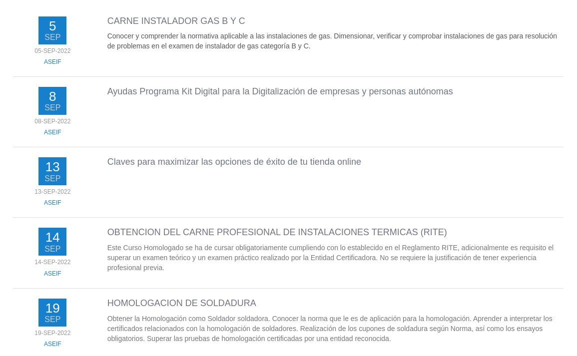 ASEIFes's tweet image. ℹ ¡Consulta nuestra #agenda! En ella encontrarás los últimos #cursos y la #formación que necesitas para continuar creciendo como profesional. ¡Échale un vistazo! ow.ly/1joS30mKaN1