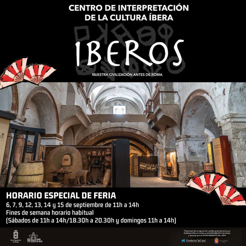 Si en feria estás o pasas por Baza no dejes de visitar el Centro de Interpretación de la Cultura Íbera🏺

Aprovecha el horario ampliado los días 6, 7, 9, 12, 13, 14 y 15 de septiembre de 11h a 14h. Y los fines de semana en su horario habitual
🎟Entrada gratuita🎟

<a href="/aytobaza/">Ayuntamiento de Baza</a>