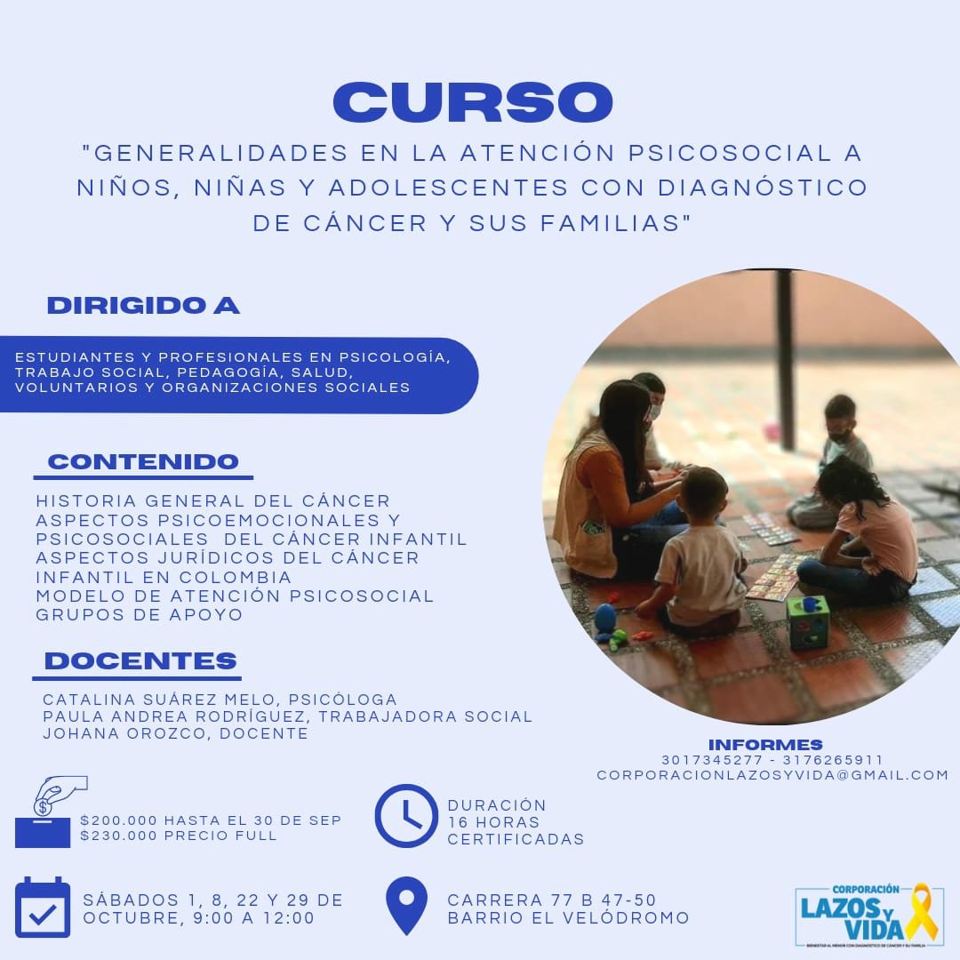 lazosyvida's tweet photo. Les invitamos a este espacio académico para aprender sobre Generalidades del Cáncer Infantil.
#hablandodecancer 
#eventoacademico 
#lazosyvida https://t.co/uJWjynweWe