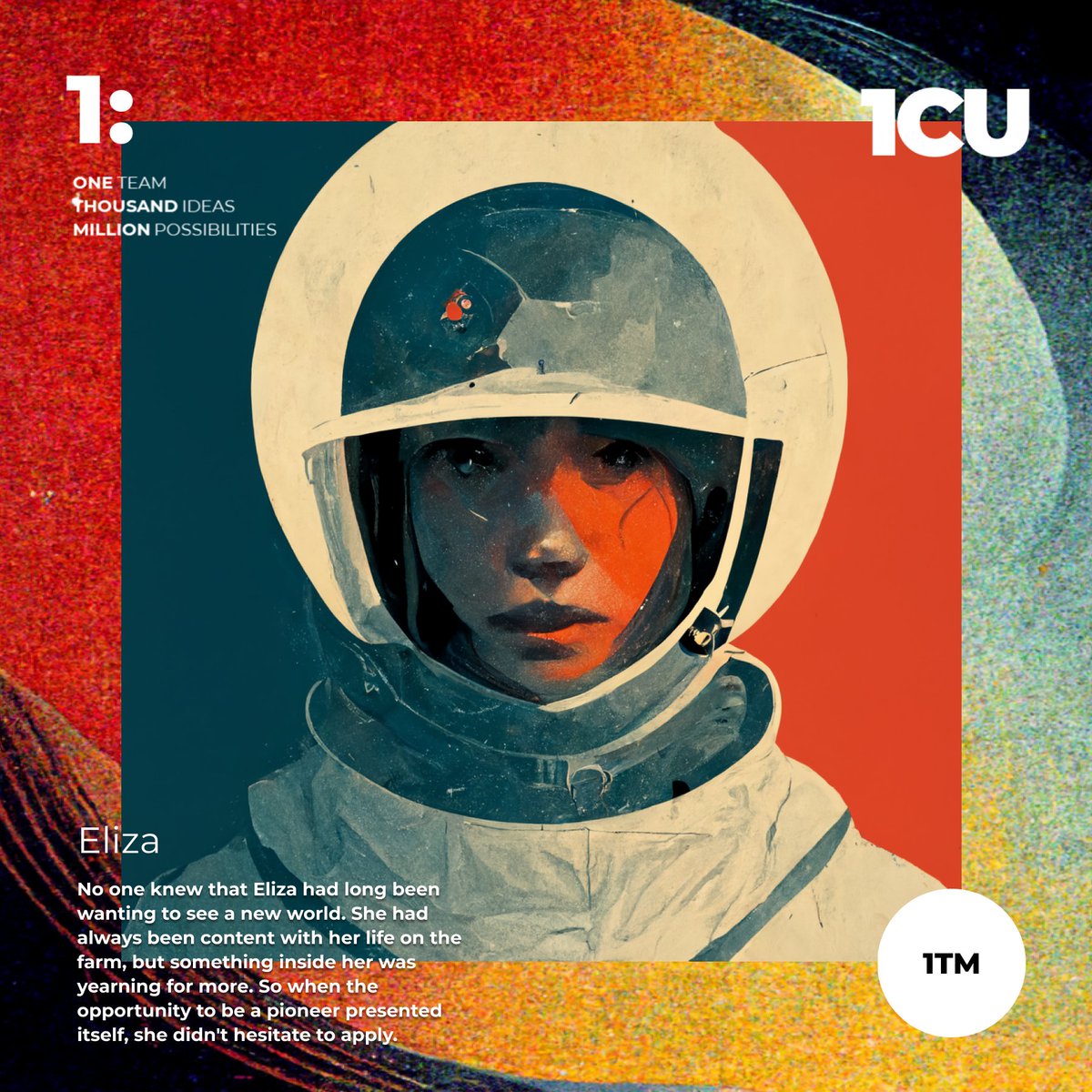 1CUx1TM's tweet image. Eliza became a pioneer. 
Get on the ark, meet her at #1CU  

Signup for raffle to win #FreeMint 
➡️heymint.xyz/1cu_the_ark

Btw, what is your dream? 
Reply and engage.