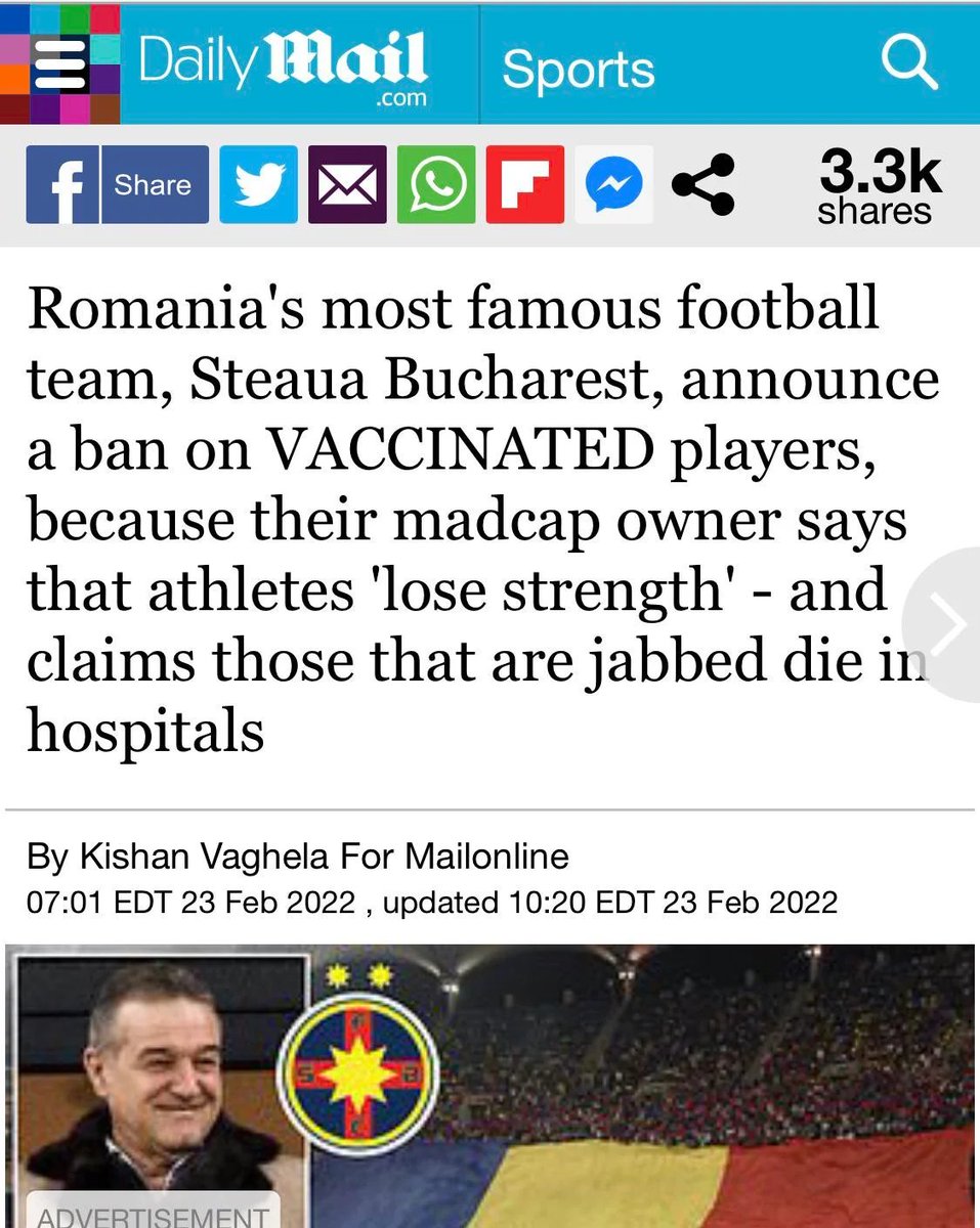 #Romania is based

Romania bans vaxxed soccer players

#vaccineinjury #CovidVaccine #covidvaxexposed