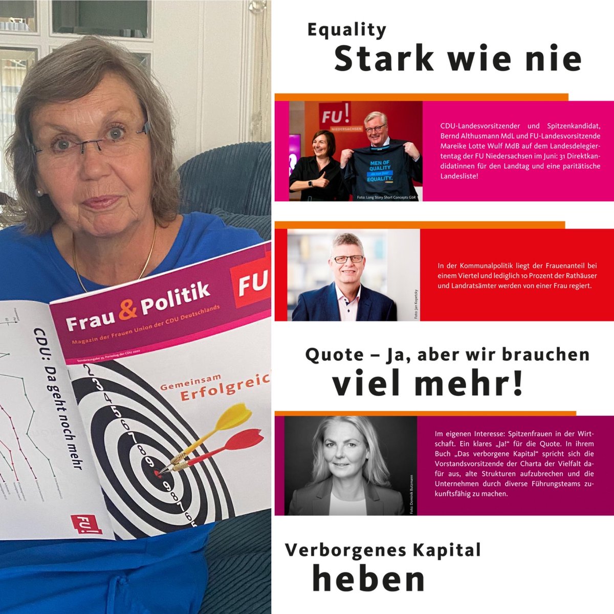 frauenunion's tweet photo. Pünktlich zum CDU-Parteitag in Hannover erscheint die Sonderausgabe der Frau &amp; Politik. Hier ein kleiner Sneak Peek. #cdupt22 
Mehr unter: https://t.co/RFuFIQQeKl https://t.co/2c6UWAME6B