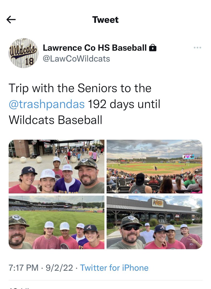 Thank you Coach for the trip to watch the trash pandas! Fun night⚾️