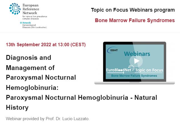 ERNEuroBloodNet's tweet photo. 📢#ERNEuroBloodNet #TopicOnFocus webinars on #BMFSyndromes are starting again! The next session: #PNH: Natural history is going to be presented by Prof. Dr. Luzzato next 13th September at 1pm (CEST). More info.⬇️
https://t.co/uKWEdRFyIG
#ERNeu #CEFTelecom #BoneMarrowFailures https://t.co/T7upWbeLF8