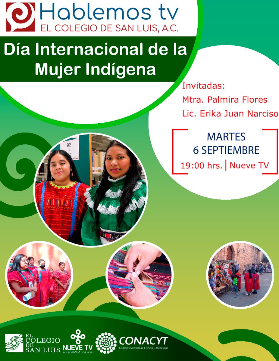 Nuevetvdigital's tweet photo. 🖥 No te pierdas #mañana, #HablemosTV, un programa realizado en colaborción con @elcolsan
✅ Hablaremos del "Día internacional de la mujer indígena", con la Mtra. Palmira Flores y la Lic. Erika Juan Narciso https://t.co/lxZkJy90RD