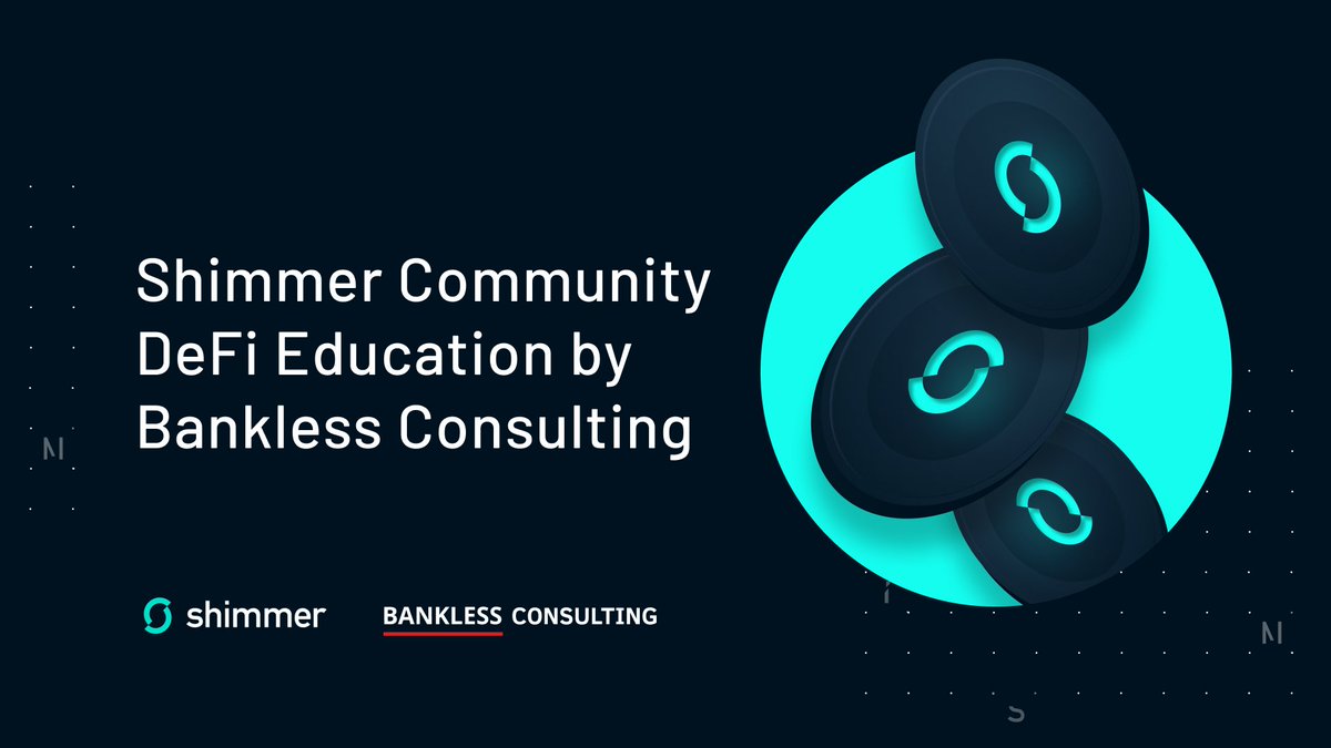shimmernet's tweet photo. 1/5📣#DeFi is coming to #Shimmer! We want our #SMR Community to be prepared to manage risks and opportunities in this new chapter of use cases. This is why we're announcing the start of our free & open DeFi Education series with @banklessconsult on the 08.09.22 🎓 https://t.co/CgFvC9eLz0
