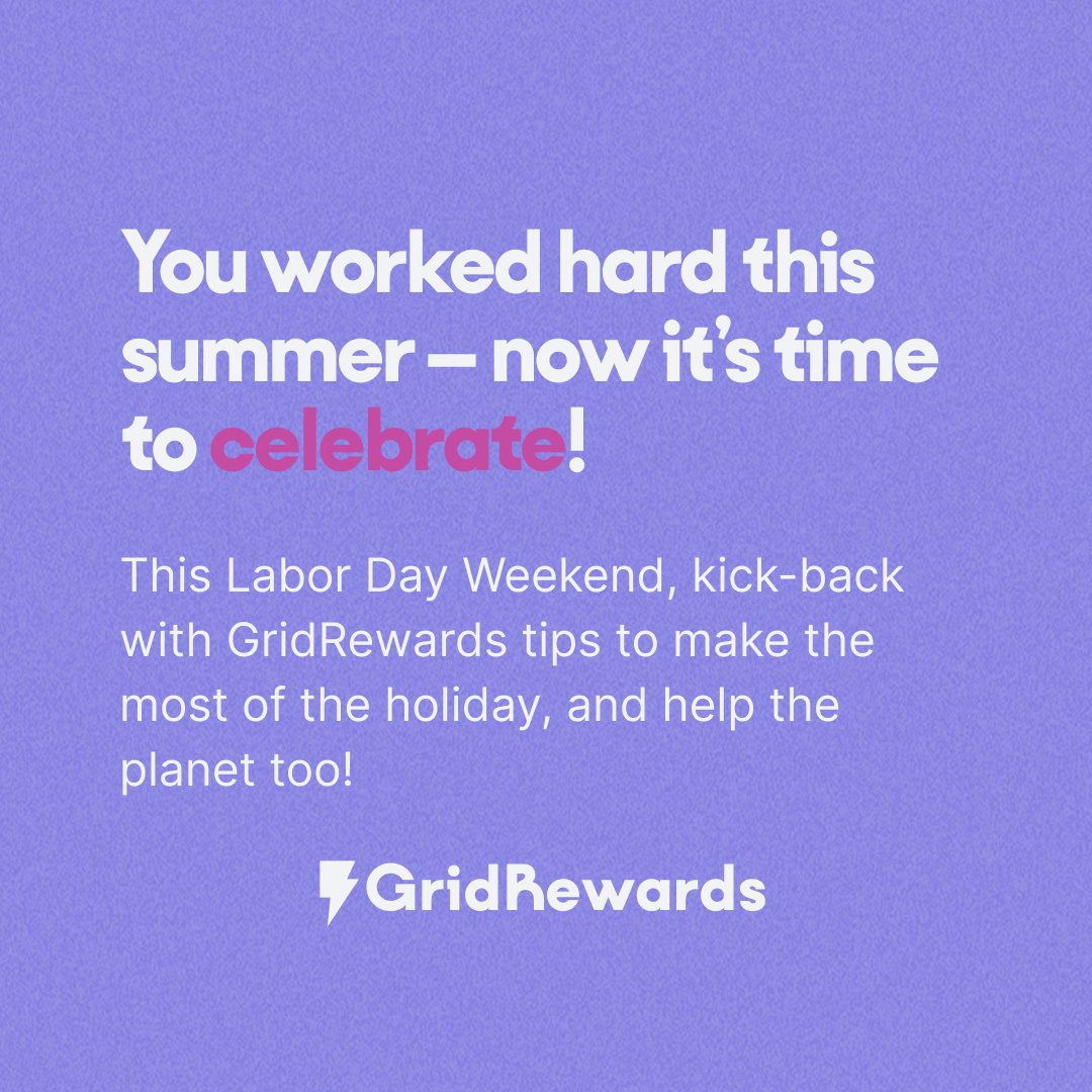 getgridrewards's tweet photo. Take advantage of this long weekend to enjoy the final days of summer! ☀️
 
When heading outside remember to turn off unnecessary lights and air conditioning inside your home to do your part for the #environment!

#climatechange #GridRewards #UnplugGetPaid #FlipEmOff https://t.co/tV6pQWUwXL
