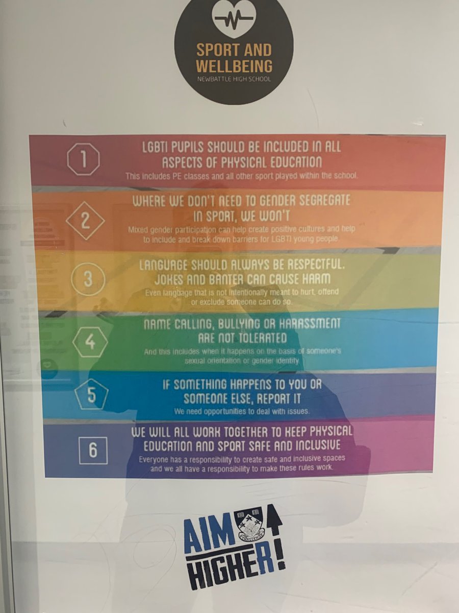 NewbattleLGBT's tweet photo. Absolutely love how @NewbattlePE are committed to make every pupil in our school feel safe and included 🏳️‍🌈 https://t.co/31Mlj5bhTy
