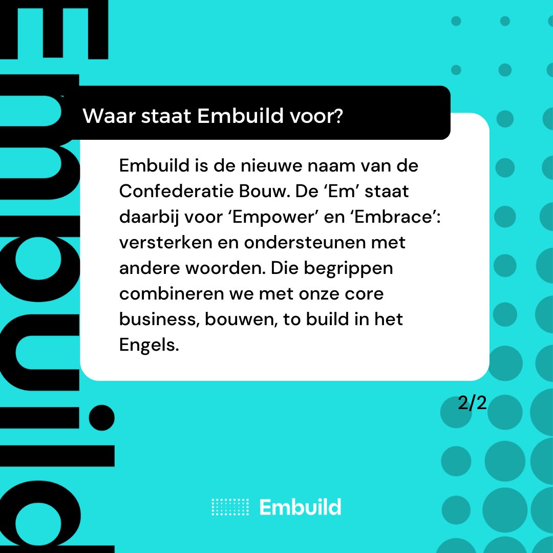 embuildnl's tweet photo. #Embuild | Zo komen we tot een hedendaagsere naam dan Confederatie Bouw, een naam die al meegaat vanaf ons ontstaan in 1946. #progresstogether https://t.co/uKTKq2qCsP