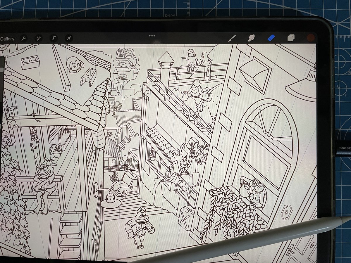 NIIIX_____'s tweet photo. GN #NFTCommunity ✨
That’s it for today! Lining was done 👌✨
Can’t wait to see this Pepe’s Town on color ✨
See you soon on @foundation 🥂✨

#NIIIX #nftcollector #PEPE #nftart #EthereumNFTs #NFTs https://t.co/rceNQJiaUf