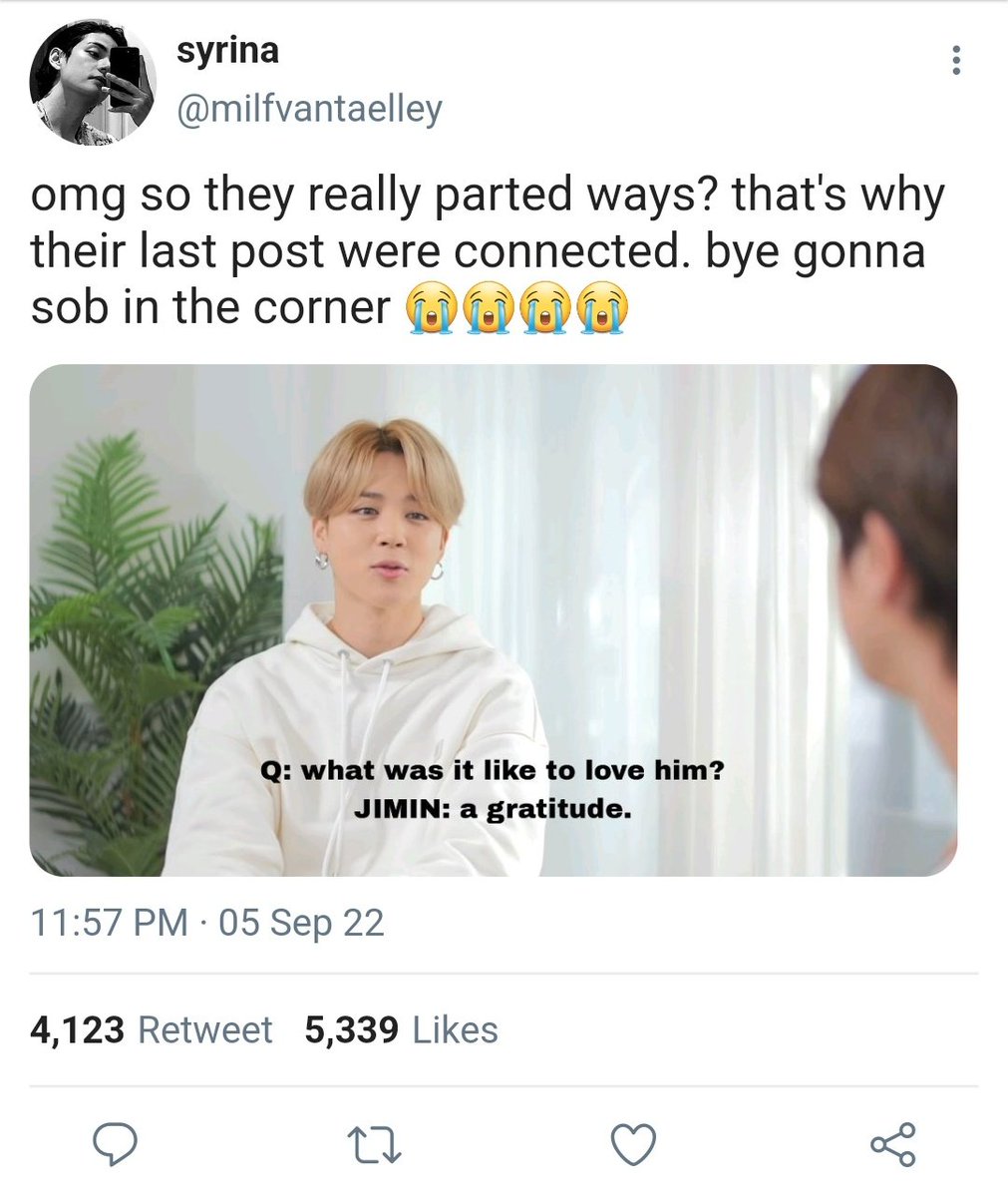 iadorekm's tweet photo. “ three questions” — a #jikookau where in...

After 2 years that happened between jimin and his ex-husband jungkook he decided to accept the invitation for an interview. https://t.co/gXjxEHGkLl