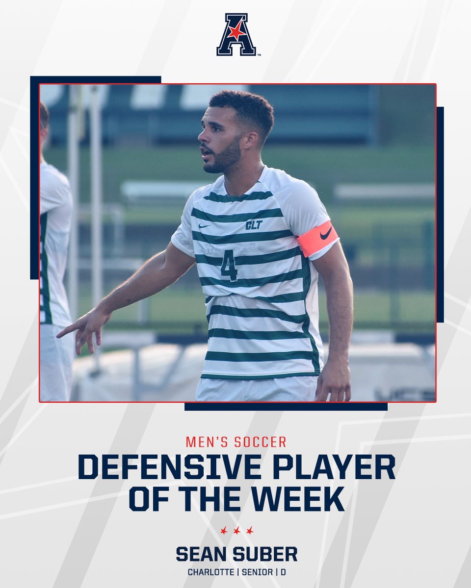 𝗗𝗘𝗙𝗘𝗡𝗦𝗜𝗩𝗘 𝗣𝗟𝗔𝗬𝗘𝗥 𝗢𝗙 𝗧𝗛𝗘 𝗪𝗘𝗘𝗞

Sean Suber of <a href="/CharlotteMSoc/">Charlotte Men's Soccer</a> anchored the backline to a pair of clean sheets last week and scored a goal!

#AmericanMSOC