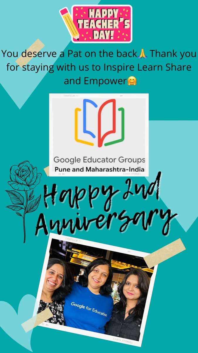 Happy Teachers Day 🤗💐 <a href="/GEGPune/">GEG Pune and Maharashtra</a>  completes 2 years with you all amazing educators 👨‍🏫🤗♥️
<a href="/GegProgram/">Google Educator Groups</a> <a href="/GlobalGEG/">Global GEG</a>
