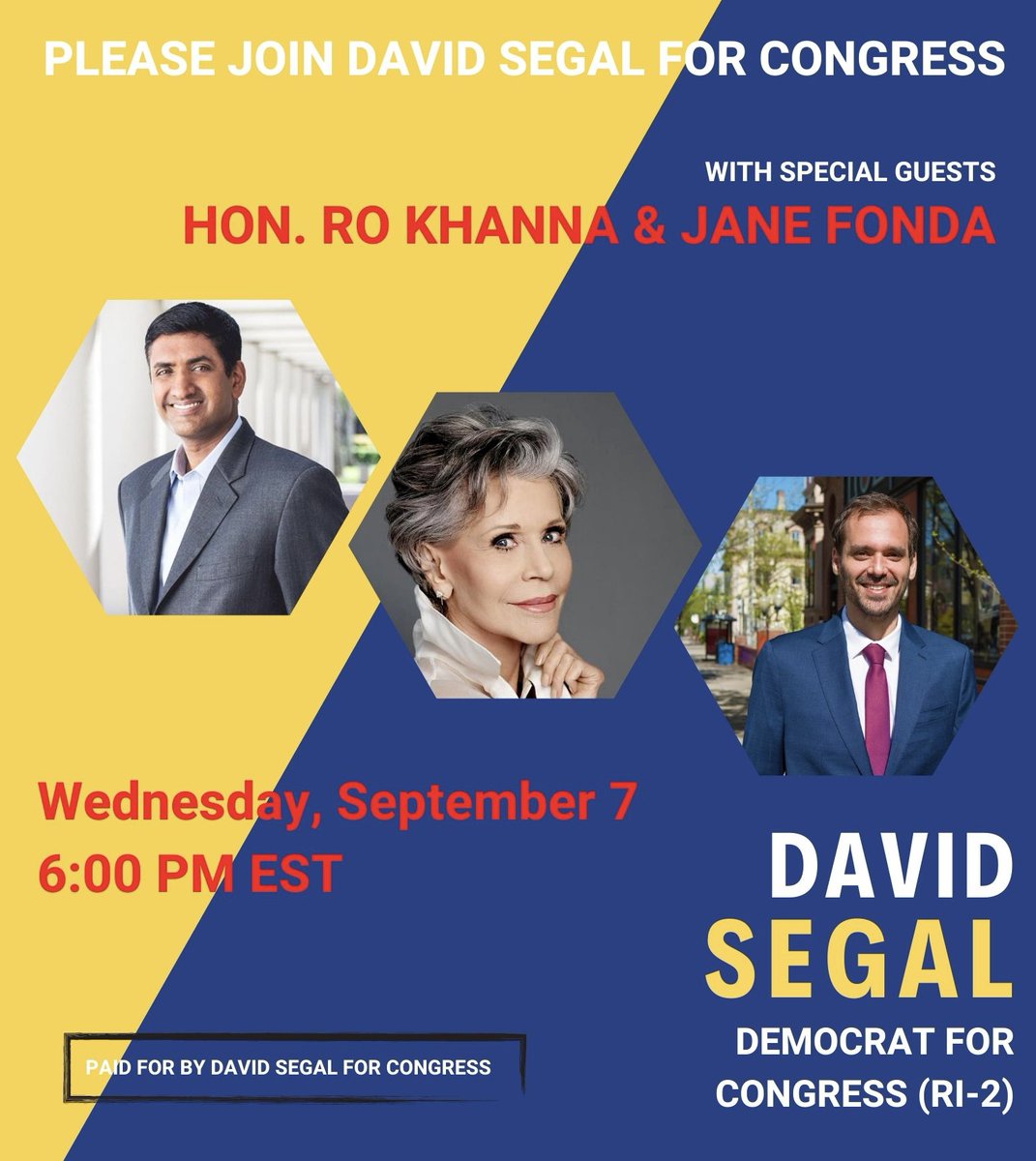 Please join me, <a href="/Janefonda/">Jane Seymour Fonda</a> <a href="/janeclimatepac/">Jane Fonda Climate PAC (JanePAC)</a>, and <a href="/RoKhanna/">Ro Khanna</a> on Wednesday as we discuss the future of progressive policy on vital issues like climate change, a fairer economy, and much more. RSVP for Wednesday's event here:
secure.actblue.com/donate/fonda-k…