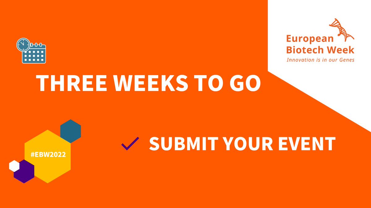 biotechweek's tweet photo. ๐ธ Just THREE WEEKS to #EuropeanBiotechWeek2022! ๐
๐งฌ Are you joining us?
๐ธ Submit your event: ๐ https://t.co/Pec5gpISfS!
#EuropeanBiotechWeek #BiotechWeek #BiotechWeek2022 #EBW #BW #Biotech #Biotechnology #LifeSciences #EuropaBio https://t.co/dXKs5BUrLP