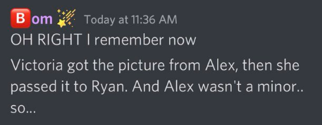 SinDidItAll's tweet photo. INTERESTING
Tom (2022) says someone named Alex sent the nudes to someone named Victoria.

Sarina (2014) says TOM sent the nudes to Victoria 😂😂😂

Victim from 2014: says SARINA sent the nudes to them. https://t.co/6fv5lGTE9i