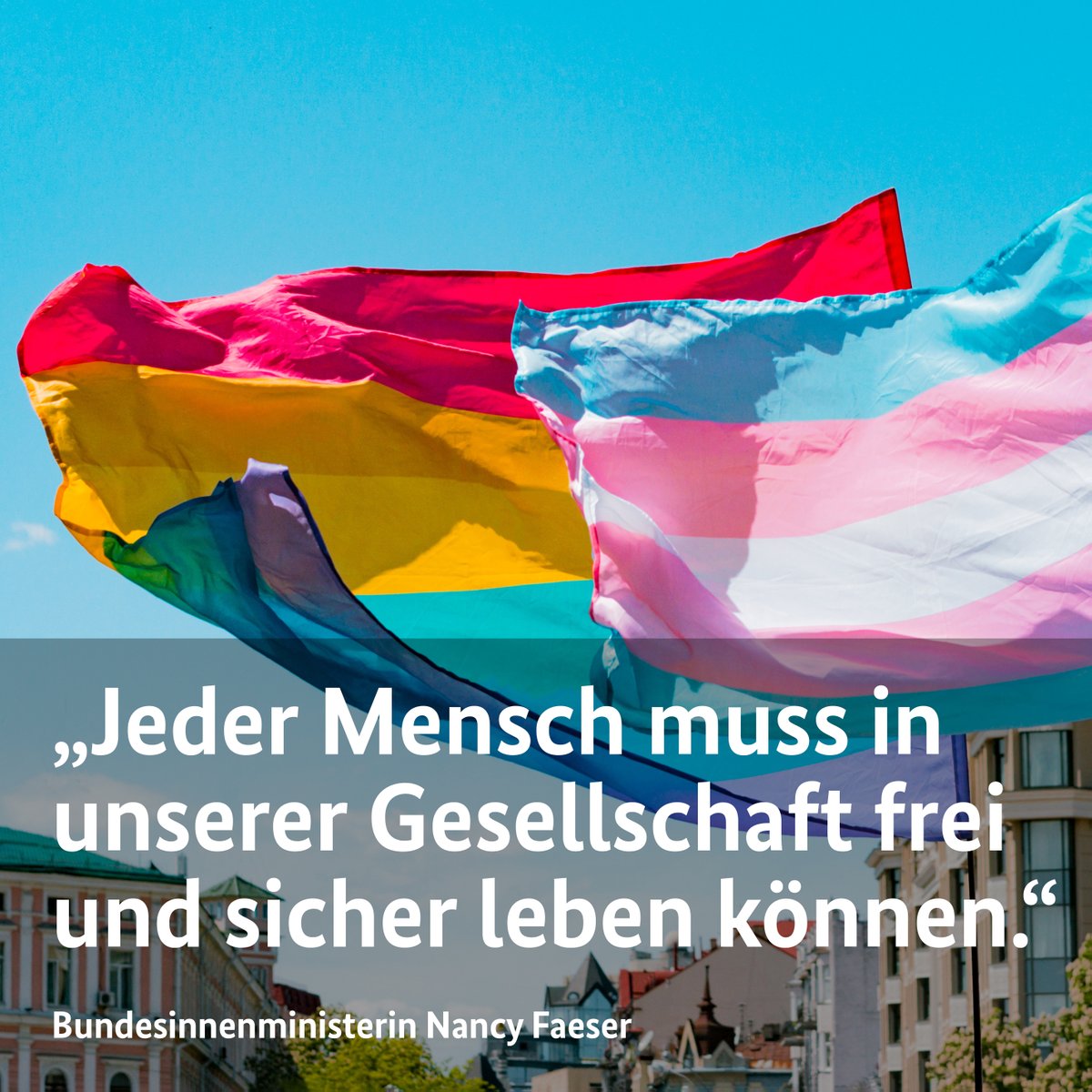 Das Hassverbrechen gegen #Malte und nun der brutale Übergriff auf eine Transfrau in #Bremen zeigen, welch entsetzlichen Folgen Hass und Gewalt gegen queere Menschen haben können. Wir stellen uns als Bundesregierung konsequent gegen Diskriminierung und Gewalt.