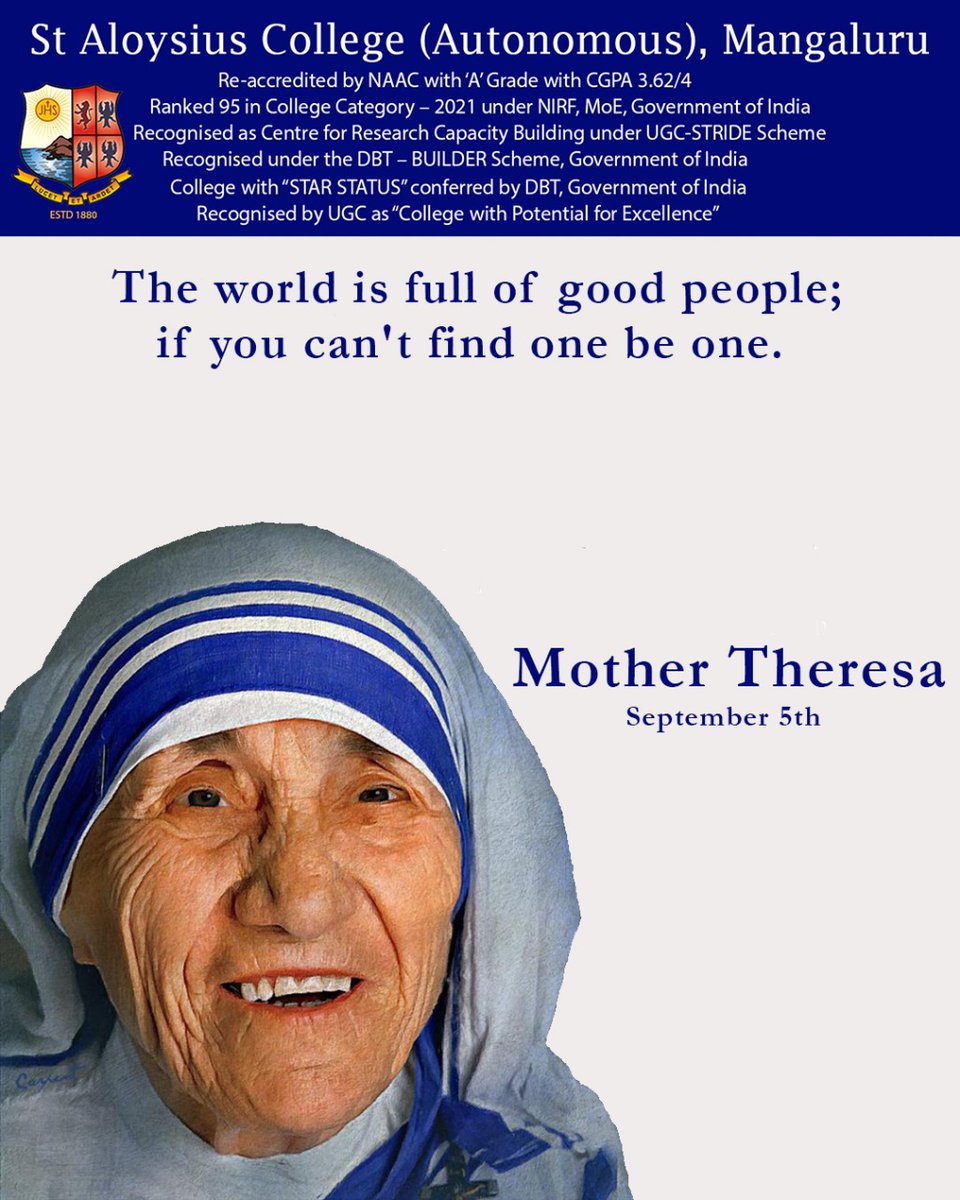 SACMangaluru's tweet photo. #MotherTeresa https://t.co/K9cvI54DM8