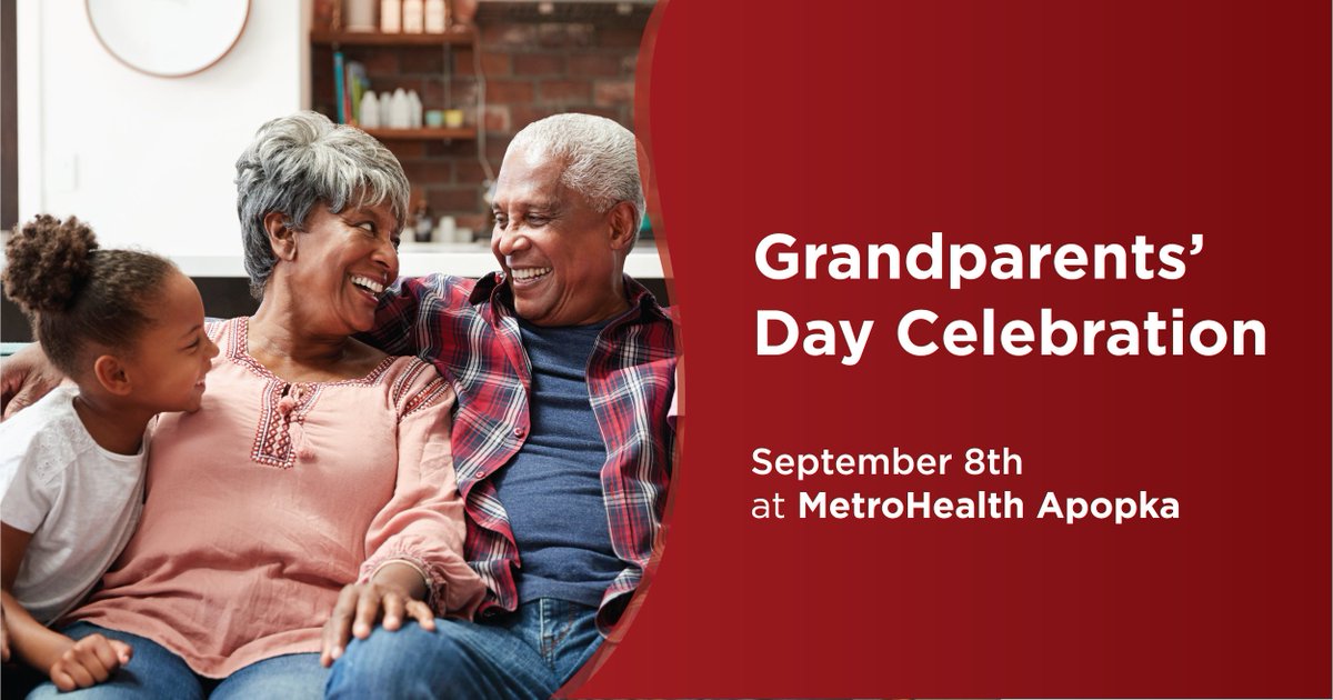 MetroHealthFL's tweet photo. 🎉 Join us in celebration of Grandparent's Day! On September 8th from 10:30a-1pm at our Apopka location, we will have food trucks, free tours, veterans services, food pantry and more. We hope to see you there! https://t.co/HJdBHvc1H1