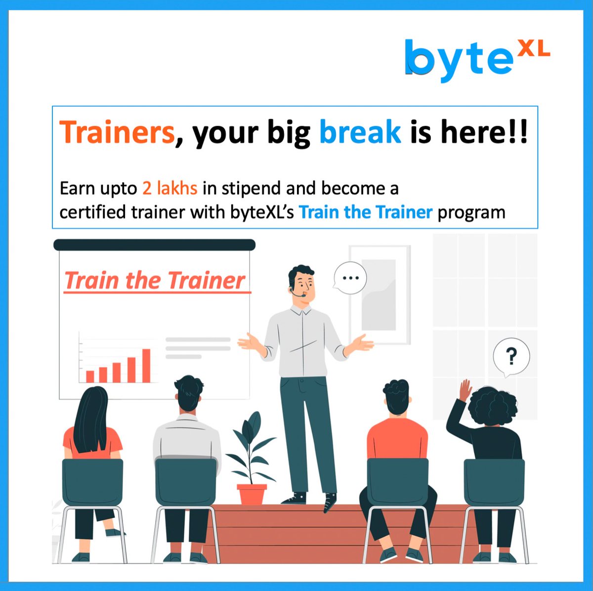 byte_xl's tweet image. After revolutionizing the #IndianEdtech and #HigherEducation sector with #experientiallearning that saw the rise of a new order of skilled graduates, byteXL unveils &apos;Train the Trainer&apos; program aimed to #upskill the #trainers in the IT field with #industrycertification.