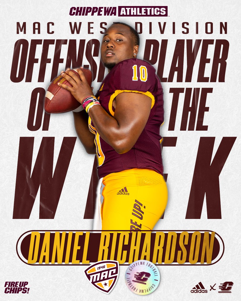 Congrats DRich, MAC West Division Offensive Player of the Week! #FireUpChips 🔥⬆️🏈 | @doc_d12